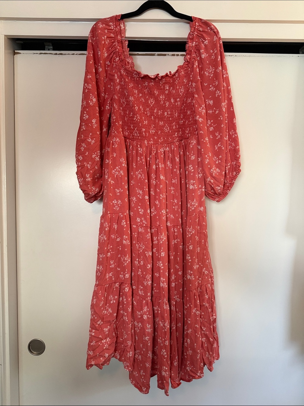 torrid Coral Floral Smocked Midi Dress